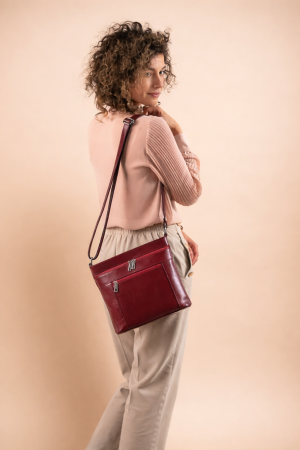 Dama - Geanta de dama din piele naturala, model 262, Bordo