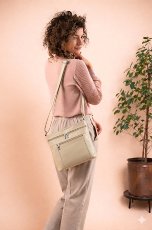 Geanta de dama din piele naturala, model 262, Bej [1]