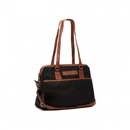 Geanta de dama din piele naturala si textil, The Chesterfield Brand, Maleny, Negru [2]