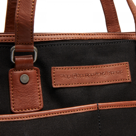 Geanta de dama din piele naturala si textil, The Chesterfield Brand, Maleny, Negru [3]