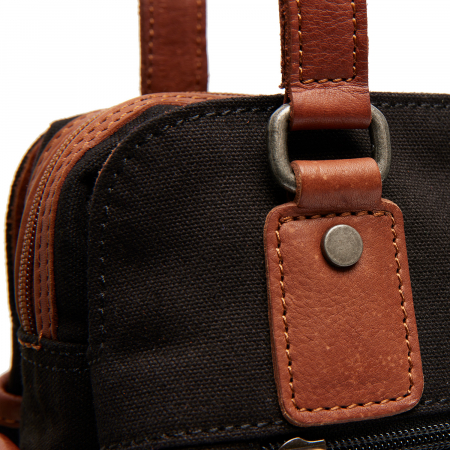 Geanta de dama din piele naturala si textil, The Chesterfield Brand, Milora, Negru [2]