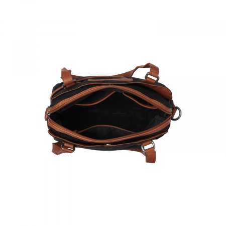 Geanta de dama din piele naturala si textil, The Chesterfield Brand, Milora, Negru [4]