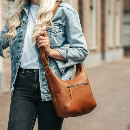 Geanta de dama din piele naturala, The Chesterfield Brand, Arlette, Maro coniac