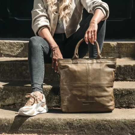 Geanta de dama din piele naturala, The Chesterfield brand, Ontario, Verde olive