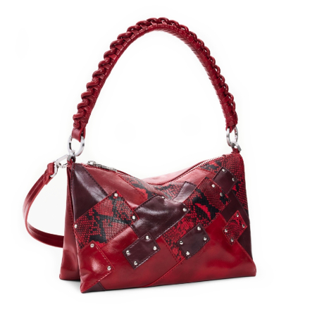 Portofele - Geanta de dimensiuni medii, de dama, de mana si umar, Desigual, Dual Face Velvet Rebellion, Rosu