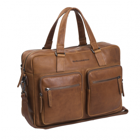 Geanta de laptop din piele naturala, The Chesterfield Brand, Misha 17 inch, Maro coniac