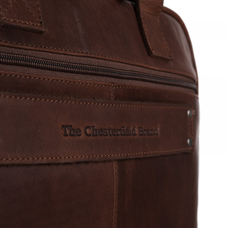 Geanta de laptop din piele naturala, The Chesterfield Brand, Calvi 15.6 inch, Maro inchis [3]