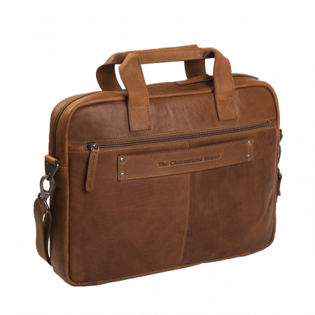 Geanta de laptop din piele naturala, The Chesterfield Brand, Calvi 15.6 inch, Maro coniac [7]