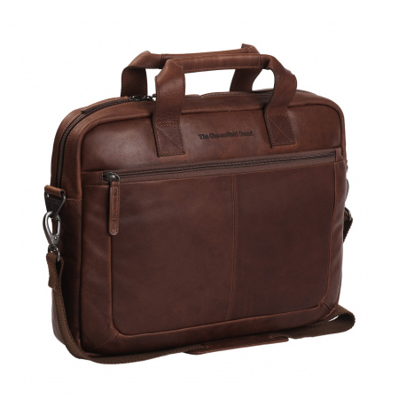 Genti laptop - Geanta de laptop din piele naturala, The Chesterfield Brand, Calvi 15.6 inch, Maro inchis