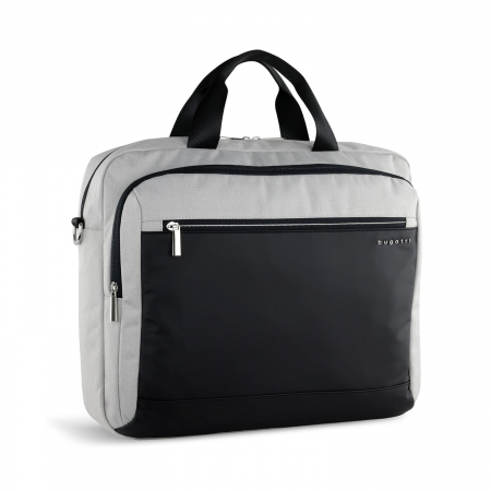 Genti laptop - Geanta de laptop si documente, unisex, bugatti, seria Sera, Gri deschis / Negru