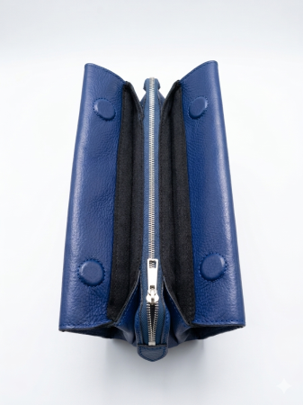 Geanta de mana si umar Massimo Castelli, piele naturala, Bleumarin [2]