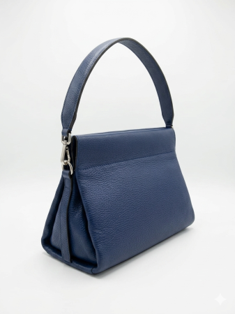 Dama - Geanta de mana si umar Massimo Castelli, piele naturala, Bleumarin