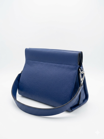 Geanta de mana si umar Massimo Castelli, piele naturala, Bleumarin [4]