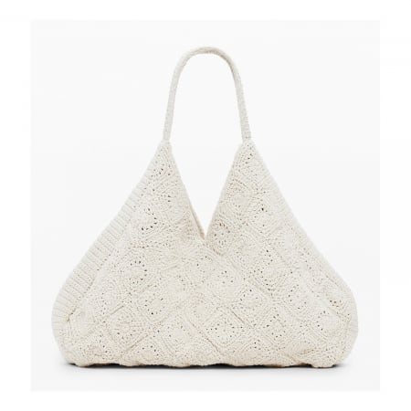 Geanta de plaja, Desigual, seria Maxi Crochet, Alb [3]