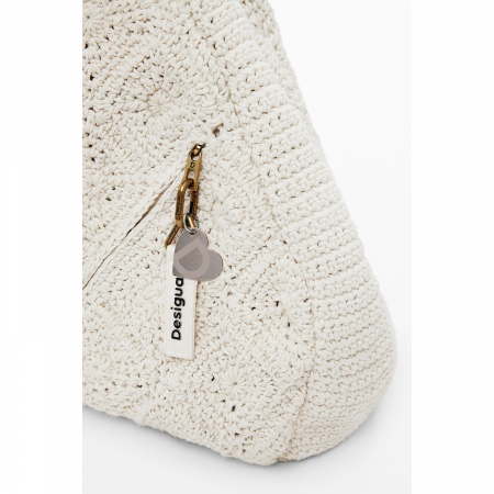 Geanta de plaja, Desigual, seria Maxi Crochet, Alb [4]