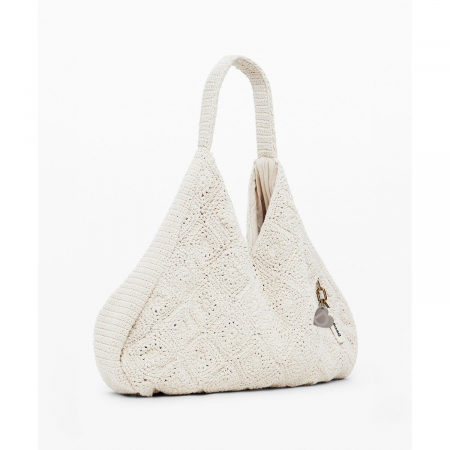 Genti de zi - Geanta de plaja, Desigual, seria Maxi Crochet, Alb