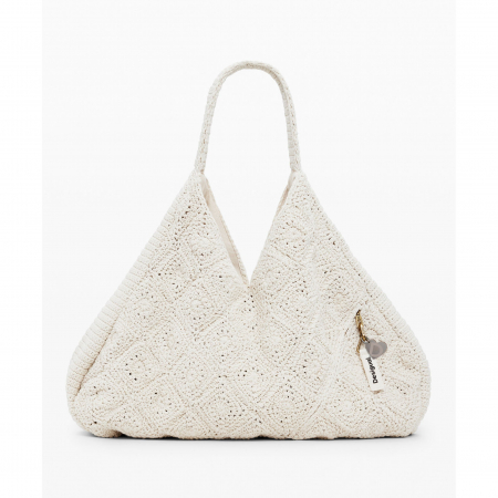 Geanta de plaja, Desigual, seria Maxi Crochet, Alb [2]
