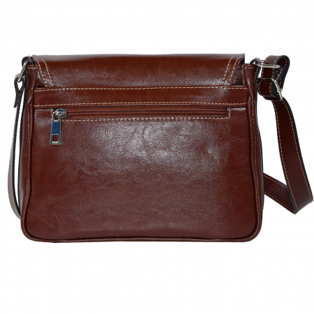 Geanta dama din piele naturala, model 127, de umar si crossbody, Maro coniac [3]