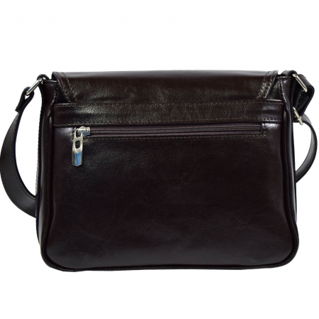 Geanta dama din piele naturala, model 127, de umar si crossbody, Maro inchis [3]