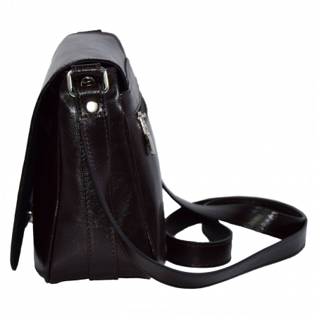 Geanta dama din piele naturala, model 127, de umar si crossbody, Maro inchis [6]