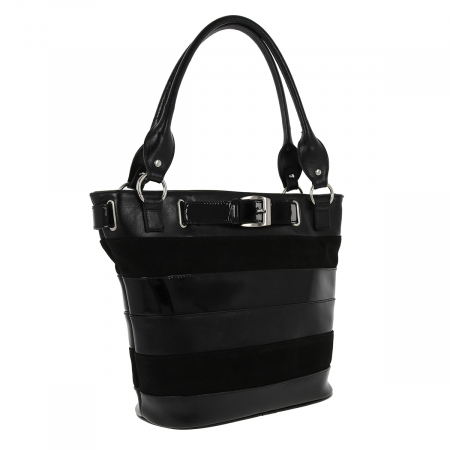 Genti de zi - Geanta de dama din piele naturala, model 140, Negru