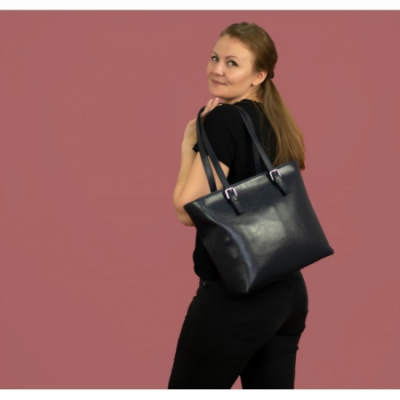 Geanta dama din piele naturala, model 197, de umar, Bleumarin [1]