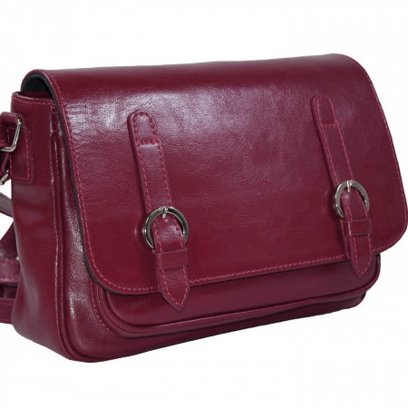 Genti de zi - Geanta dama din piele naturala, model 208, crossbody, Bordo