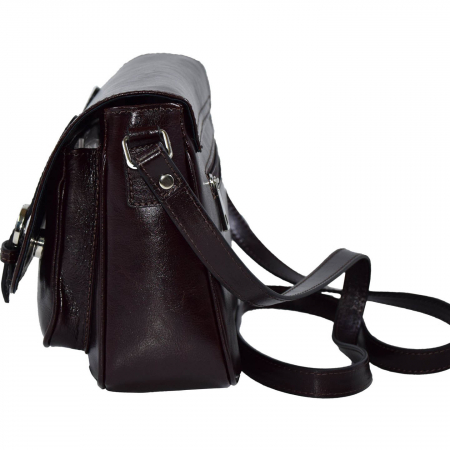 Geanta dama din piele naturala, model 208, crossbody, Maro inchis [4]