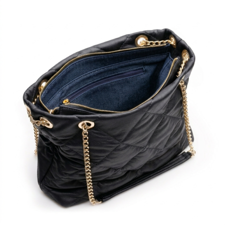 Geanta de umar, piele naturala model matlasat, Negru [3]