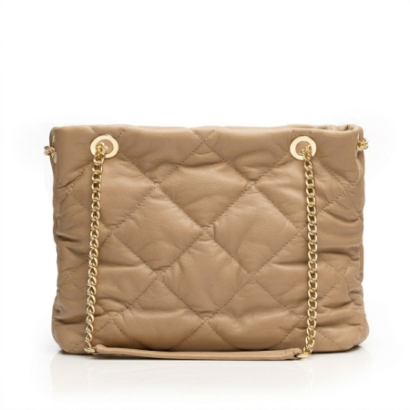 Posete - Geanta de umar, piele naturala model matlasat, Bej