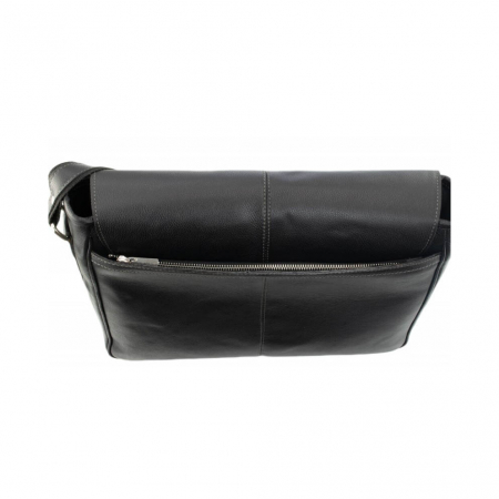 Geanta unisex de umar pentru laptop de 13 inch, din piele naturala moale, model 047, Negru [4]