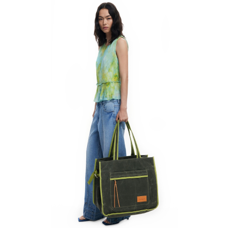 Geanta versatila, de voiaj / shopper, de mana si umar, Desigual, seria Mediteraneo Khiva, Kaki [7]