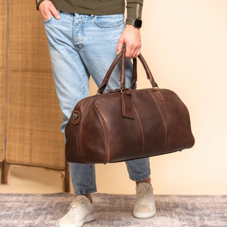 Geanta de voiaj de weekend, unisex The Chesterfield Brand, din piele naturala, William, Maro inchis [1]