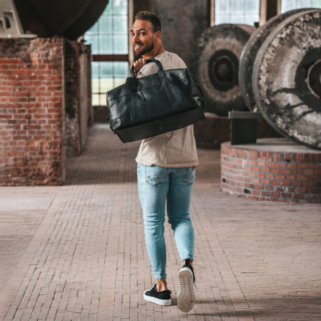 Genti calatorie - Geanta de voiaj unisex The Chesterfield Brand, din piele moale, Portsmouth, Negru
