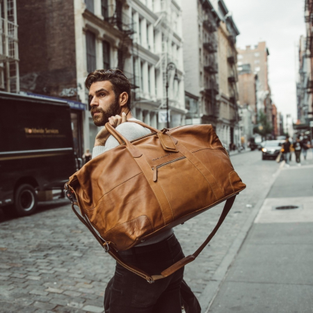 Geanta de voiaj unisex The Chesterfield Brand, din piele moale, Portsmouth, Maro coniac [3]