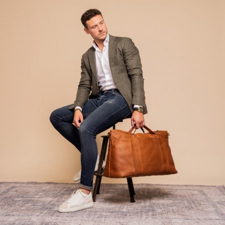 Geanta de voiaj unisex, The Chesterfield Brand, din piele naturala, Mark, Maro coniac