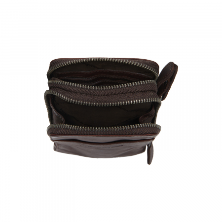 Geanta din piele naturala pentru telefon, The Chesterfield Brand, Alesund, de umar, Maro inchis [4]