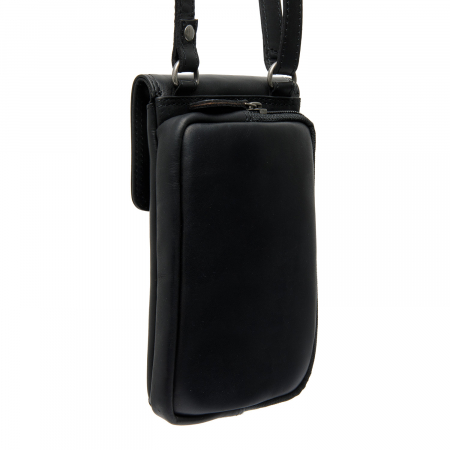 Geanta din piele naturala pentru telefon, The Chesterfield Brand, Langley, Negru [2]