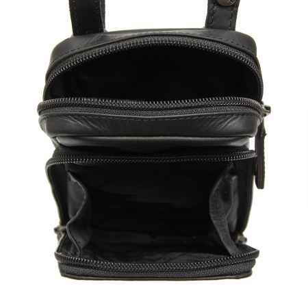 Geanta din piele naturala pentru telefon, The Chesterfield Brand, Valdes, Negru [7]
