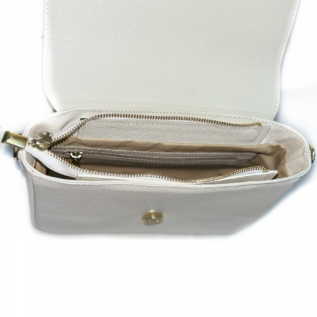 Geanta eleganta de dama, piele naturala, Luna, Alb ivory [1]