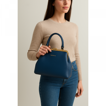 Geanta eleganta de dama, piele naturala, Noelle, Albastru safir [1]