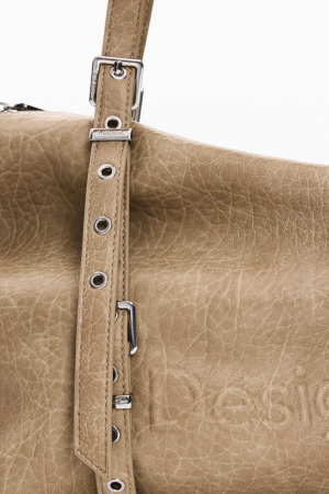 Geanta mare shopper dama, Desigual, seria Half Logo Lanuz - Bej Crud [4]