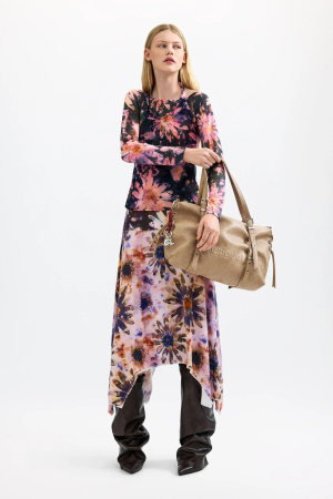 Geanta mare shopper dama, Desigual, seria Half Logo Lanuz - Bej Crud [6]