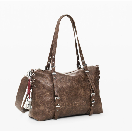 Geanta mare shopper dama, Desigual, seria Half Logo Lanuza - Maro inchis [1]