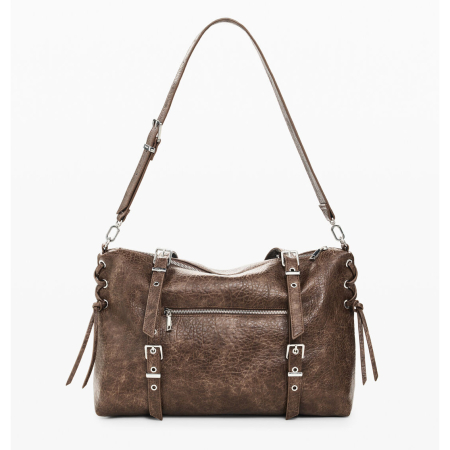 Geanta mare shopper dama, Desigual, seria Half Logo Lanuza - Maro inchis [6]