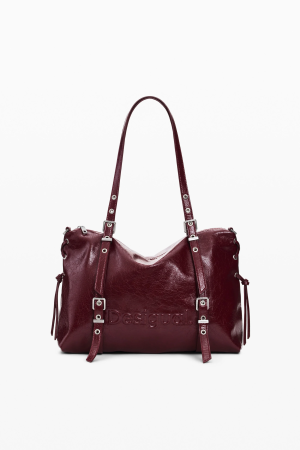 Geanta mare shopper dama, Desigual, seria Half Logo Lanuza - Visiniu [5]