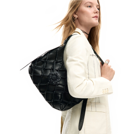 Geanta medie, de dama, de mana si umar, Desigual, Dark Blossom, Negru