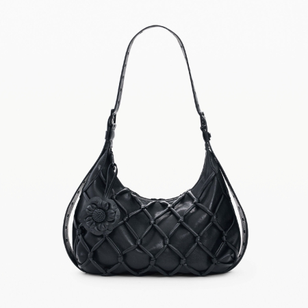 Geanta medie, de dama, de mana si umar, Desigual, Dark Blossom, Negru [5]