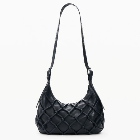 Geanta medie, de dama, de mana si umar, Desigual, Dark Blossom, Negru [7]