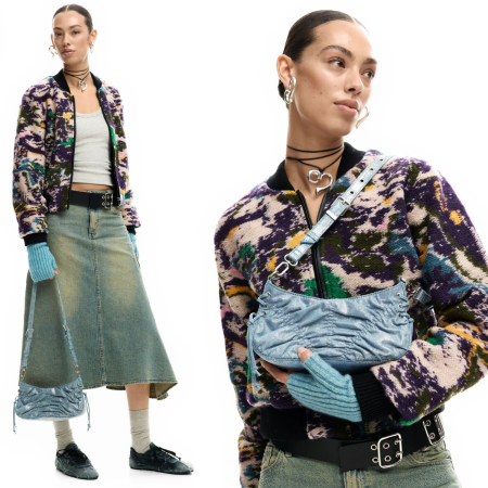 Geanta mica de dama, crossbody, Desigual, Boxton Mini Denim, Albastru [3]